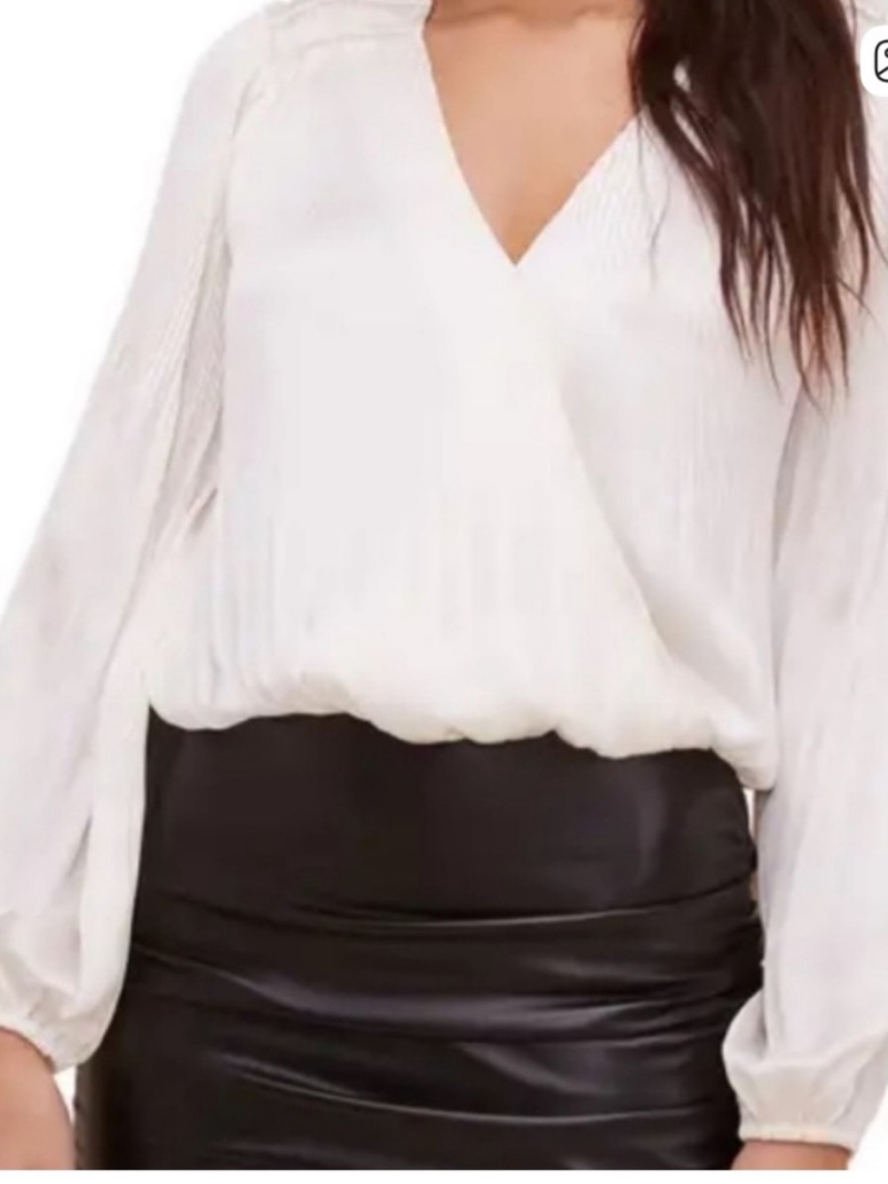 Astr Ivory Wrap-Front V-Neck Blouse